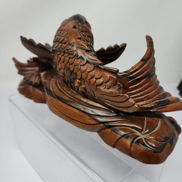 Chinese Boxwood Double Fish Carving 9" - Picture 4 of 7